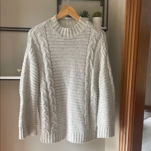 Loft Cozy Gray Cable Knit Sweater